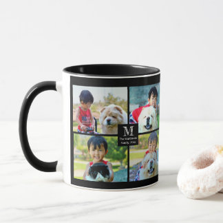Mug 4 Collage photo Customisé avec monogramme
