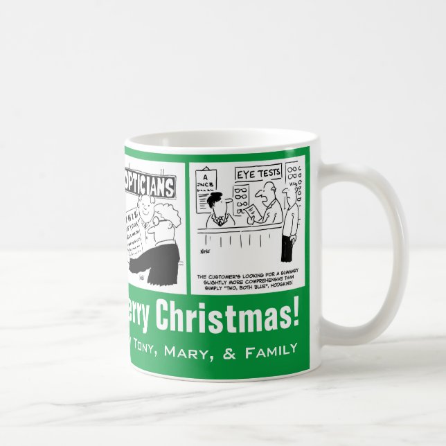 Mug 4 dessins animés sur le thème de l'opticien à pers (Droite)