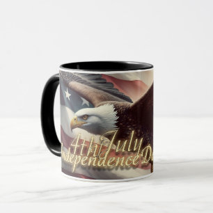 Mug 4 juillet aigle avec drapeau américain