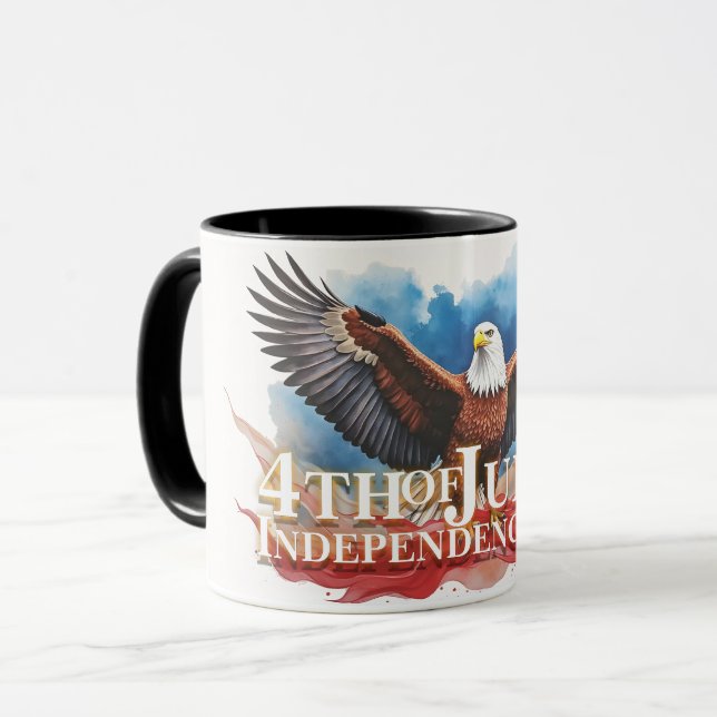 Mug 4 juillet Aigle – Conception d'art patriotique (Devant gauche)