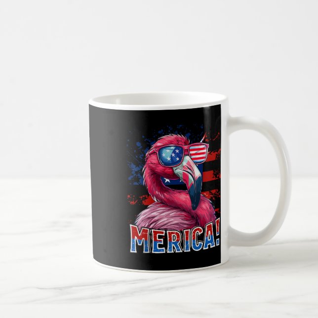 Mug 4 juillet Amérique Flamant rose Drapeau américain  (Droite)
