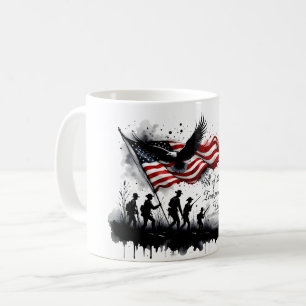 Mug 4 juillet art patriotique avec drapeau et soldats