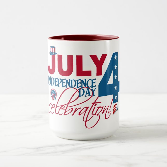 Mug 4 JUILLET Boug de fête- choisir le style et la cou (Centre)