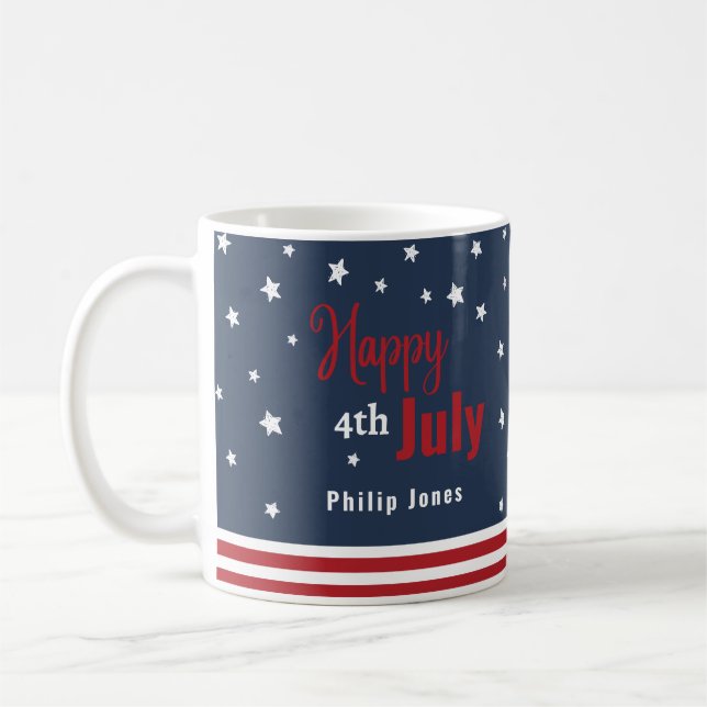 Mug 4 juillet cadeau rouge blanc et bleu (Gauche)