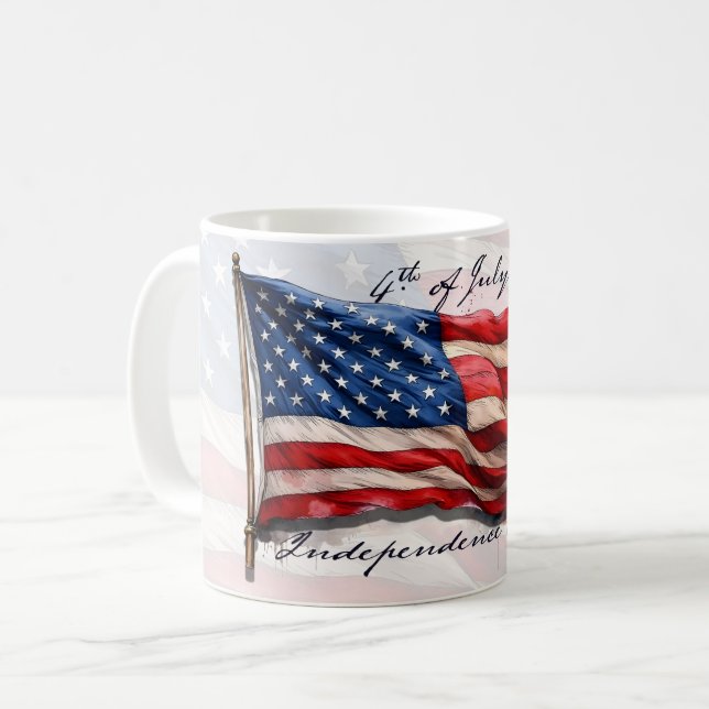 Mug 4 juillet – Célébrez avec le drapeau américain (Devant gauche)