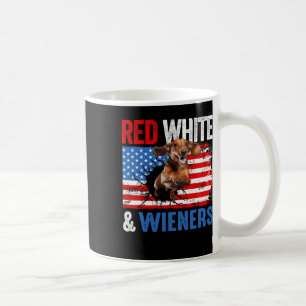 Mug 4 juillet Dachshund Chien Chemise Rouge Blanc Et W