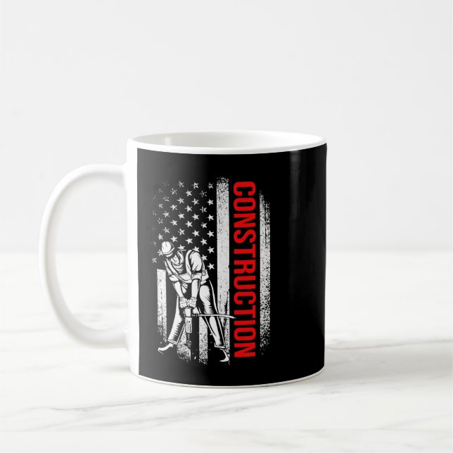 Mug 4 juillet Drapeau américain Construction patriotiq (Gauche)