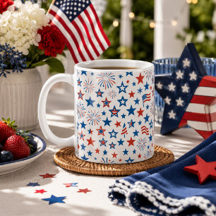Mug 4 juillet Étoiles et Feux d'artifice