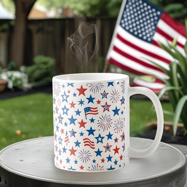 Mug 4 juillet Étoiles et Feux d'artifice (Créateur téléchargé)