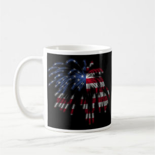 Mug 4 juillet feux d'artifice et le drapeau américain