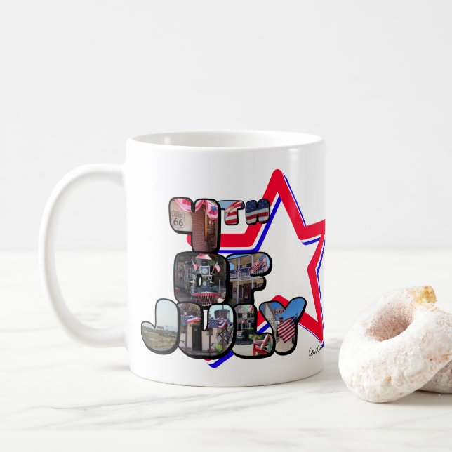 Mug 4 juillet Grande lettre étoile (Avec donut)
