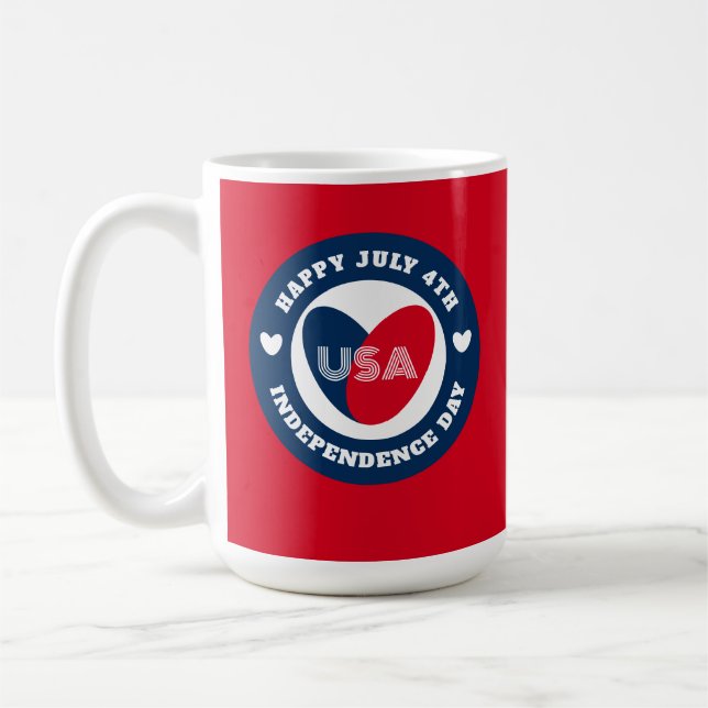 Mug 4 juillet Love USA Patriotique rouge bleu (Gauche)