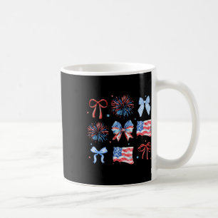 Mug 4 juillet Rouge Blanc Bleu Coquette Bow Fireworks