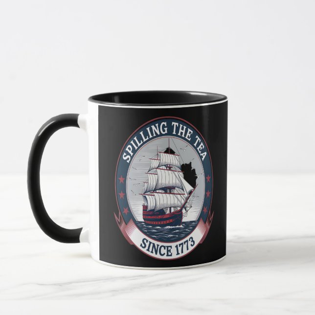 Mug 4 Juillet Spilling The Tea 1773 Drôle Amérique (Gauche)