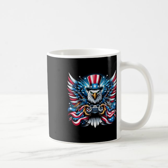 Mug 4 juillet Vidéo Jeu Bald Eagle drapeau américain B (Droite)