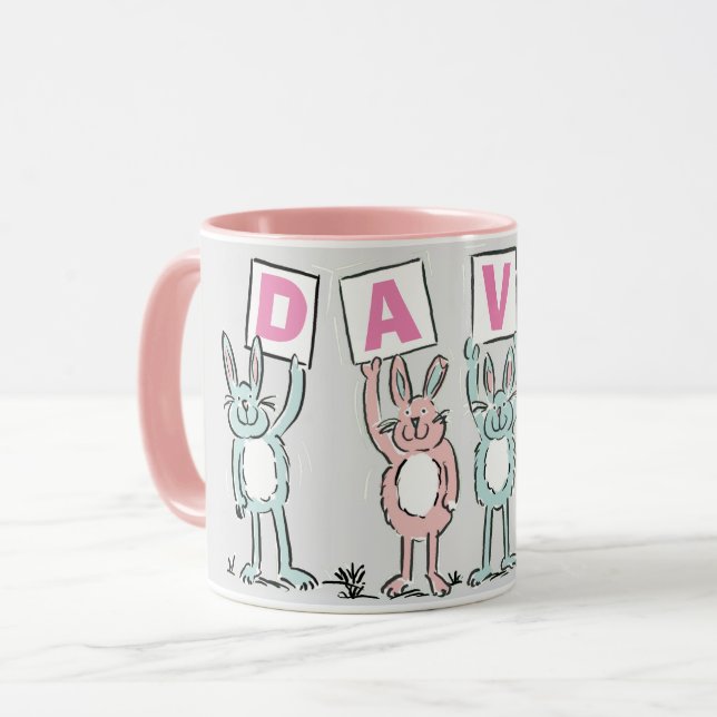 Mug 4 Lettre Nom Fun Rabbit Design (Devant gauche)