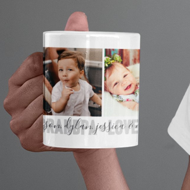 Mug 4-Photo Aimez-vous Grand-Père Nom des petits-enfan (Créateur téléchargé)