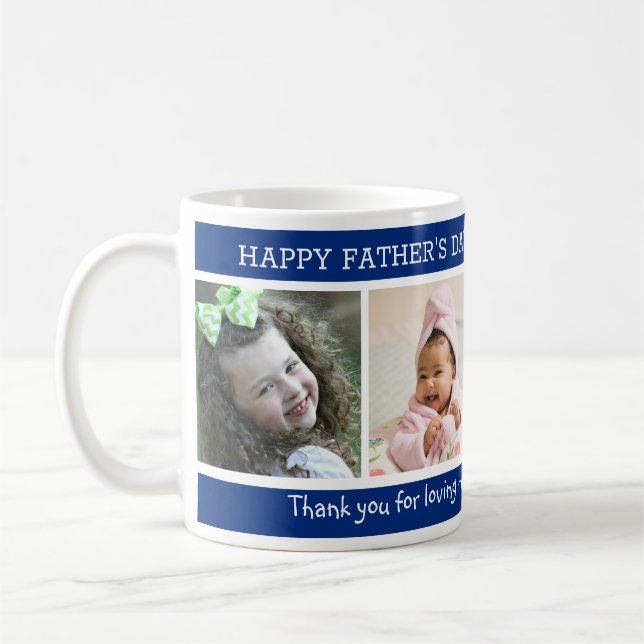 Mug 4 Photo Fête des pères Blue Meilleur pas papa jama (Gauche)