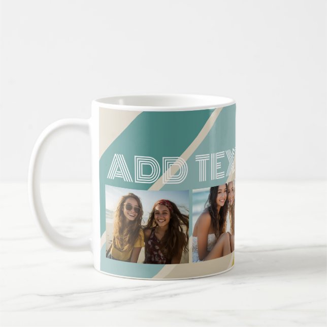 Mug 4 Photo motif à rayures rétro nom funky (Gauche)