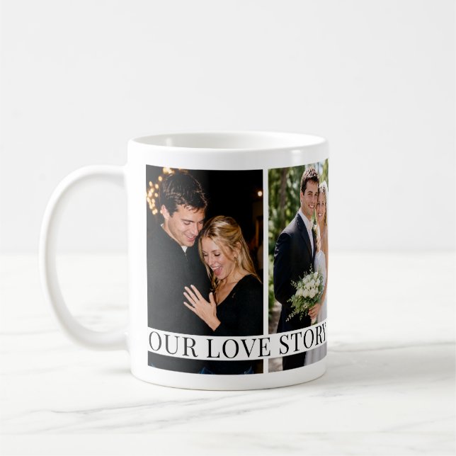 Mug 4 Photos de couple/famille spéciales & Long messag (Gauche)