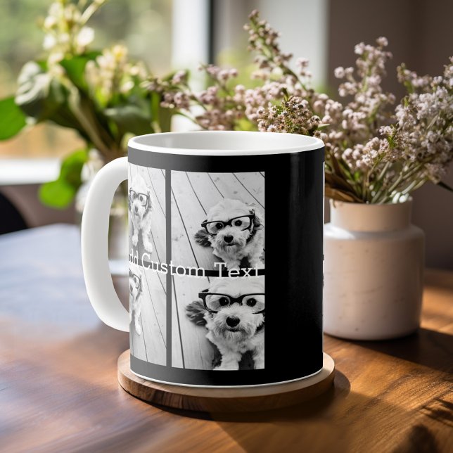 Mug 4 photos en collage - vous pouvez changer la coule (Mug template with 4 photos )