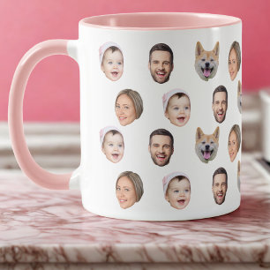 Mug 4 Photos Mug, Custom Face Photo Family Cadeau