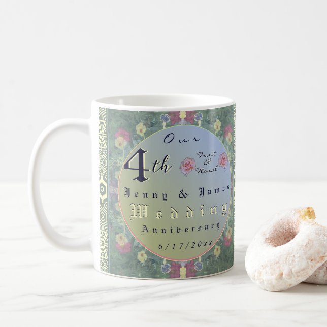Mug 4e anniversaire du Mariage Floral (Avec donut)