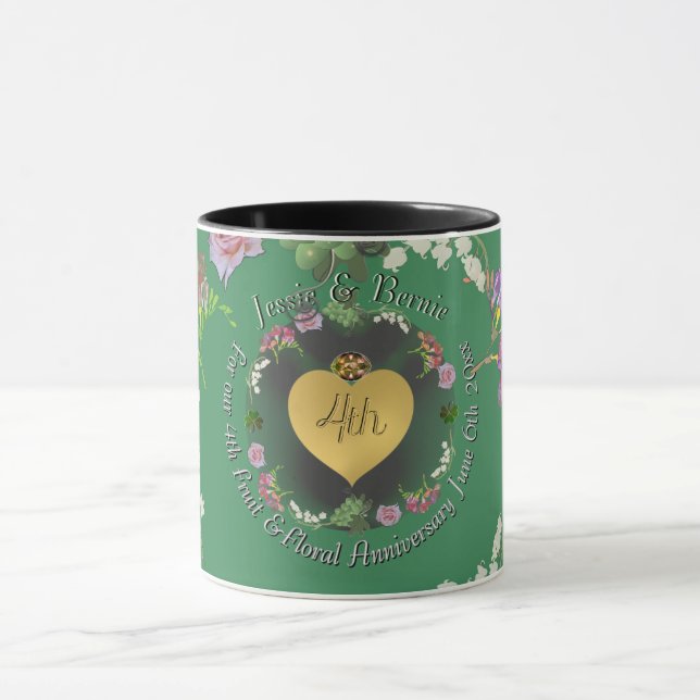 Mug 4ème anniversaire de mariage Fruit & Fleur (Centre)