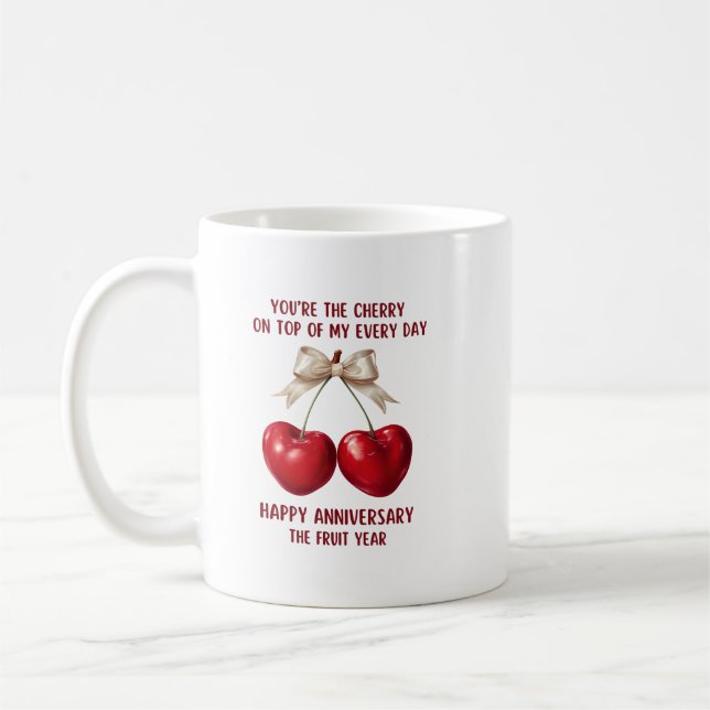 Mug 4th Anniversary Card, Fruit Anniversary Ornament (Gauche)