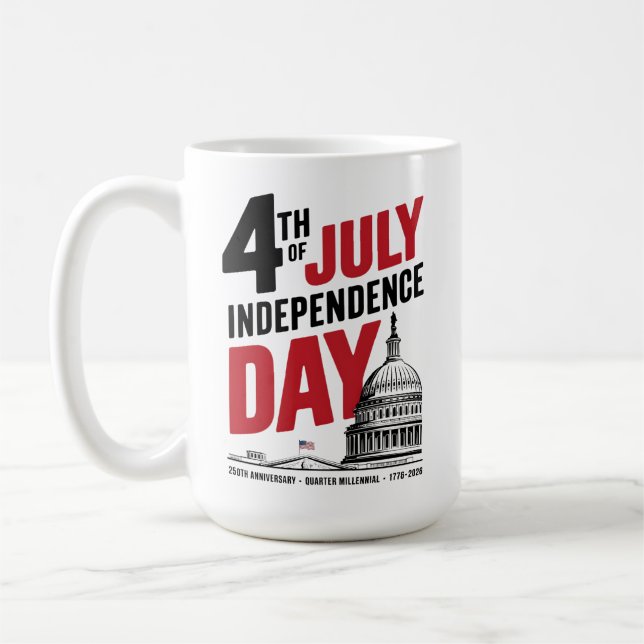 Mug 4th of July 250th Anniversary Independence Day (Gauche)