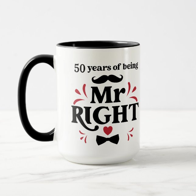 Mug 50 ans d'existence de M. Right Husband Anniversair (Gauche)