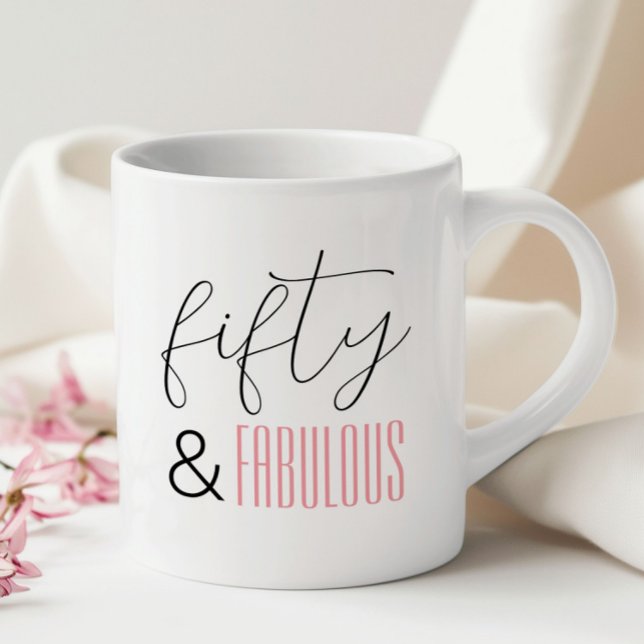 Mug 50 ans et Fabuleux 50e Anniversaire Moderne Script (Créateur téléchargé)
