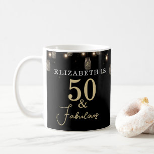 Mug 50 ans et Fabuleux Noir avec Guirlandes Lumineuses