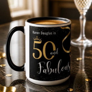 Mug 50 ans et Fabuleux Or et Noir Personnalisé 