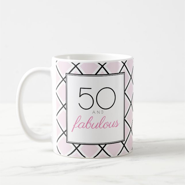 Mug 50 ans et fabuleux rose anniversaire (Gauche)