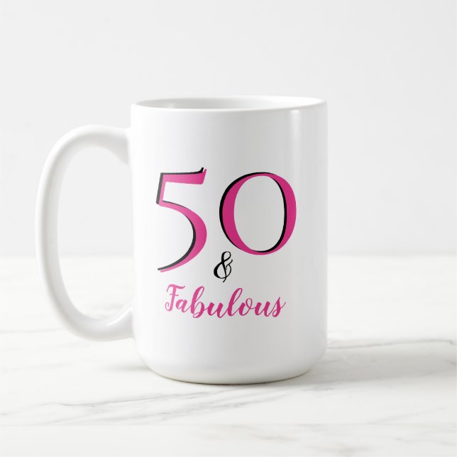 Mug 50 ans & Fabuleux Fête d'anniversaire 50 ans Rose  (Gauche)