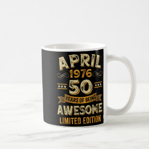 Mug 50 ans génial vintage avril 1976 50e anniversaire