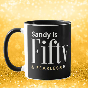 Mug 50 ans & Sans Peur Anniversaire Élégant Moderne No