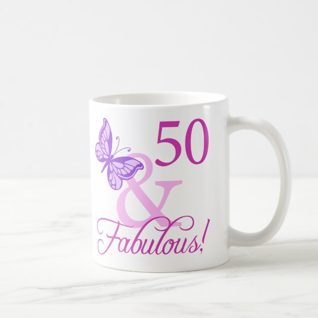 Mug 50 Et Cadeaux Fabuleux D'Anniversaire (Plum) (Droite)