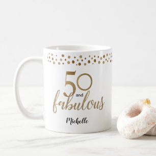 Mug 50 et Fabuleux 50e anniversaire confetti or