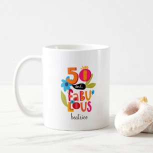 Mug 50 et fabuleux 50e anniversaire Whimsical Letterin
