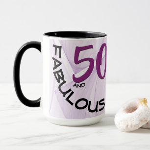 Mug 50 et Fabuleux anniversaire   Purple géométrique