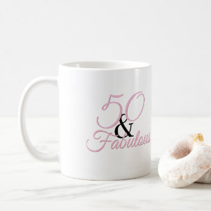 Mug 50 et fabuleux   Anniversaire rose