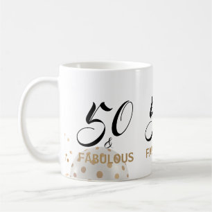 Mug 50 et fabuleux Anniversaire Typographie d'or noir