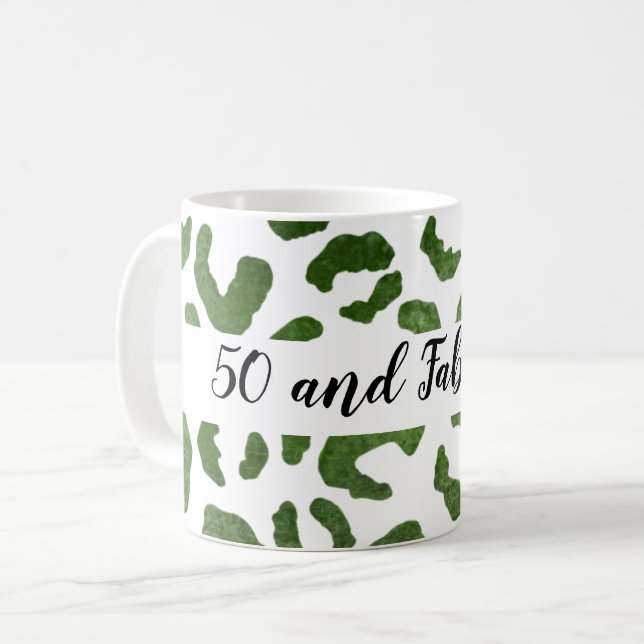 Mug 50 et fabuleux Cheetah vert et blanc Imprimer (Devant gauche)