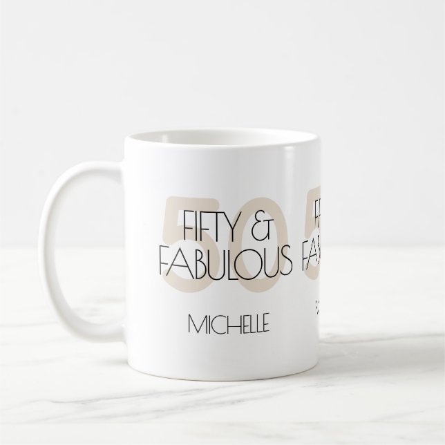 Mug 50 et fabuleux Moderne Beige Cinquante Anniversair (Gauche)