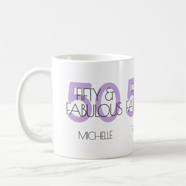 Mug 50 et fabuleux Moderne Purple Cinquante Anniversai (Gauche)