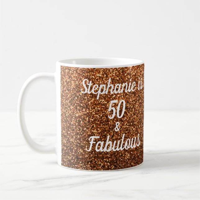 Mug 50 Et Fabuleux Parties scintillant Or Anniversaire (Gauche)