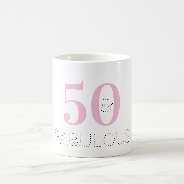 Mug 50 et fabuleux Pink Black Typography Anniversaire  (Centre)