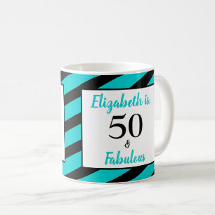 Mug 50 et fabuleux turquoise noir bande